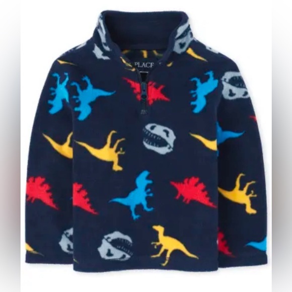 Toddler Boys Dino Glacier Fleece Half Zip Pullover - Tidal 2T - Picture 1 of 15